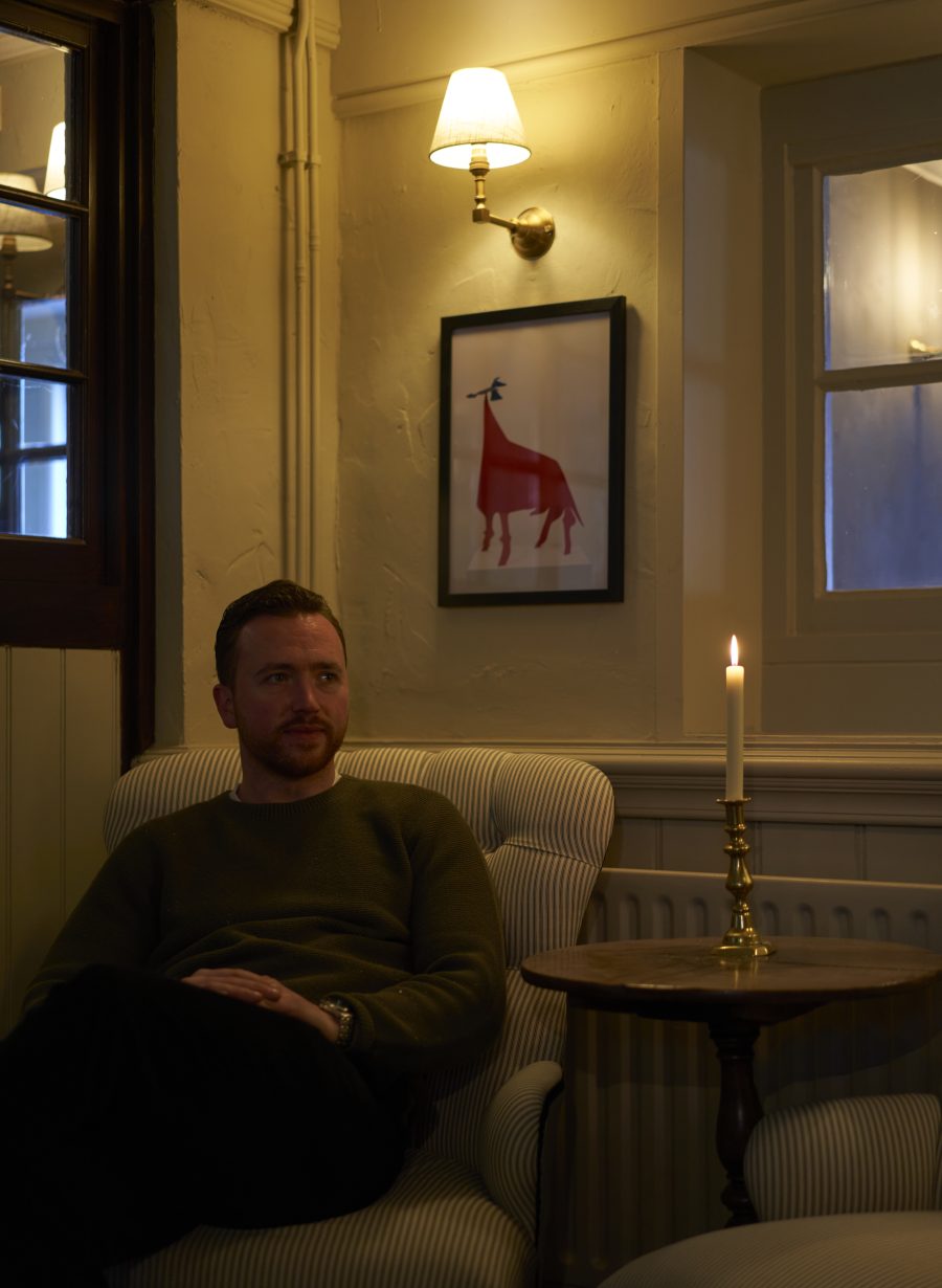 diner seated inside pub